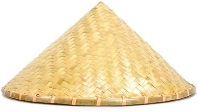 Chinese Rice Bamboo Hat for Men, Asian Straw Sun Hats for Farmer Patty, Samurai, Helloween