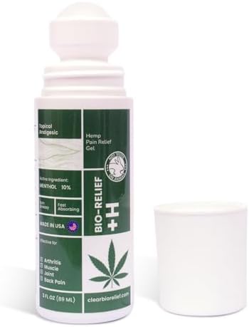 BIO-RELIEF Fast-Acting Hemp Pain Relief Roll On, Cool & Topical Pain Relief