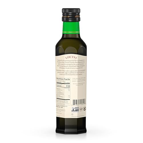 Lucini Italia Delicate Lemon Extra Virgin Olive Oil - EVOO Infused with Fresh Lemon - Olive Oil for Marinade, Grilling, Roasting, Baking - Non-GMO Verified, Whole30 Approved, Kosher, 250mL