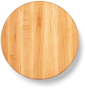 John Boos B Series Round Wooden Maple Cutting Board 12”x12” – 1.5” Thick, 12-lb Non-Reversible Butcher Block with Wood Bun Feet & Edge-Grain