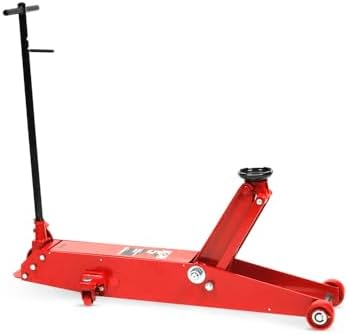 AFF 10 Ton Air Hydraulic Long Chassis Jack - for Long Overhang Vehicles | 10 T Floor Jack with Foot Pump & 3-Position Lock Handle - Ideal for Repair Shops, Bus & Truck Fleets, Heavy Duty Equipment