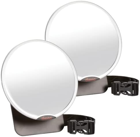 Diono Easy View Pack of 2 Baby Car Mirrors, Safety Car Seat Mirror for Rear Facing Infant, Fully Adjustable with 360 Rotation, Wide Crystal Clear View