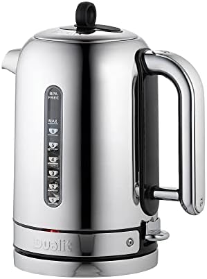Dualit Classic Kettle - Polished Stainless Steel with Black trim- Quiet boiling kettle - 90 Second Boil Time - 1.7L Capacity, 1.5kW