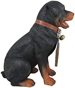 Rottweiler Outdoor Statue, 13 Inch Guard Dog with Reversible Sign
