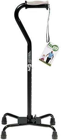 Hugo Mobility Adjustable Quad Walking Cane for Everyday Use, Ebony | Adjustable Quad Cane Offers Stable Base for Confident, Everyday Walking Support and Independence at Home