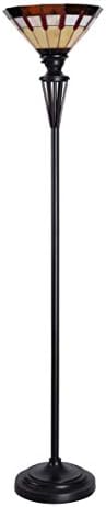 Kenroy Home Harmond 1 Light Art Glass Torchiere with Bronze Finish, Classic Style, 71.5" Height, 14.5" Width, 14.5" Depth