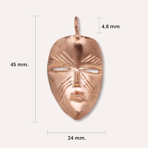 Better Jewelry, Real Pure Copper African Tribal Mask Pendant, Charm