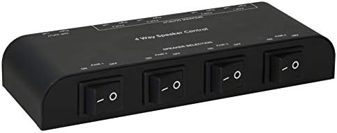 2 Way Speaker Switch, 1 in 2 Out Way Pair Stereo Speaker Selector W/Volume Control Metal Non-Slip Box - Black (61052), 9.0 x 3.25 x 1.5