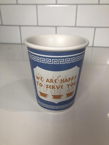 ExceptionLab 10 oz Ceramic New York City Greek Coffee Cup "We are Happy to Serve You"