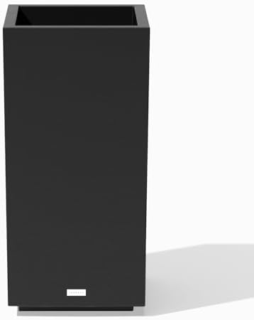Veradek Block Series Pedestal Planter - Tall Rectangular Outdoor Planter | Made From Durable Plastic Featuring a Removable Insert Bucket. Modern Porch/Patio Décor for Plants and Flowers
