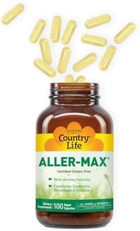 Country Life Aller-Max Quercetin & Bromelain, 100 Vegan Capsules | Non-drowsy formula with vitamin C, zinc, N-acetyl cysteine and a botanical blend