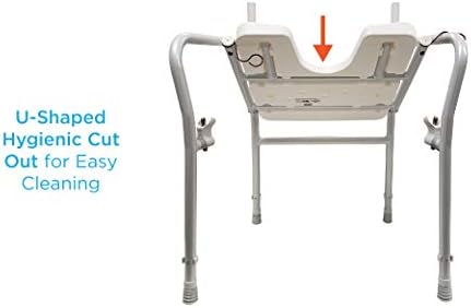 NOVA Medical Products Foldable Bath and Shower Chair with Arms and Back, U Shaped Front Design for Hygienic Cleaning, Seat Height Adjustable