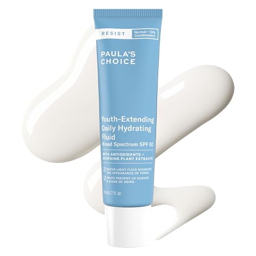 Paula's Choice RESIST Hydrating Fluid Face Moisturizer SPF 50 | Face Sunscreen for Oily Skin with Chamomile & Vitamin E, UVA/UVB Protection, Fragrance-Free, TSA Friendly