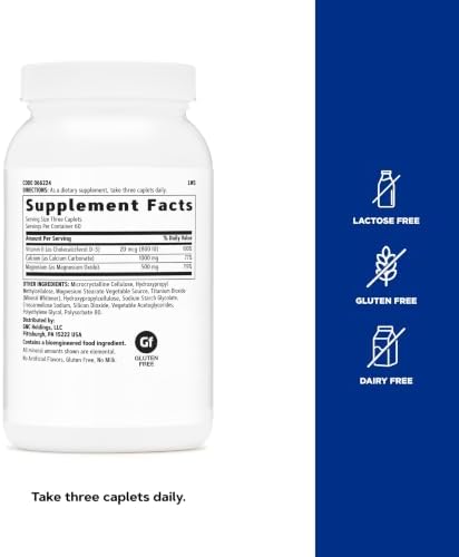 GNC Calcium Plus Magnesium & Vitamin D-3 1000mg, Strong Bones, 180 Count