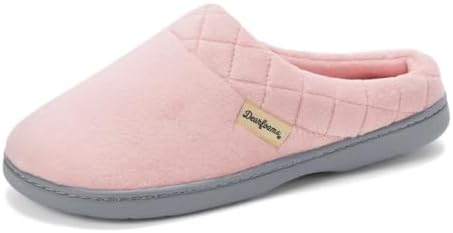 Dearfoams Women's Lightweight Memory Foam Indoor House Slipper Darcy Velour Clog with Wide Widths