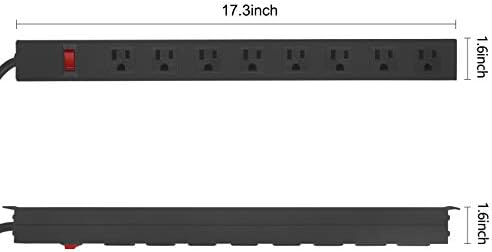 HHOSET Heavy Duty Long 8 Outlets, 14AWG Extension Cord, Black, 6FT, 1