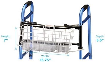 NOVA Folding Walker Basket with Cup Holder Bottom Liner Insert, Universal Fit, Easy On and Off