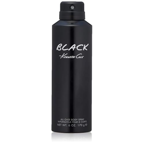Kenneth Cole Black All Over Body Spray for Men, Aromatic Woody Fragrance, Notes of Watermint, Mandarin, Cedar, and Musk, Long-Lasting Cologne