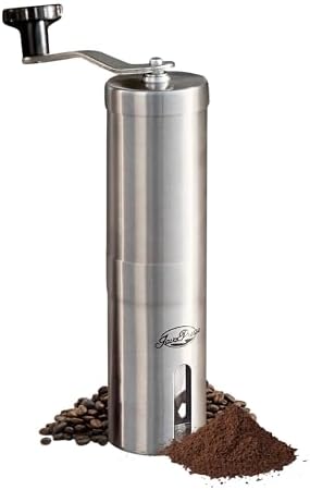 Manual Stainless Steel Coffee Grinder - 18 Adjustable Settings, Portable Conical Burr Grinder for Camping, Travel, Espresso - With Hand Crank