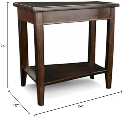BOWERY HILL Transitional Wood Wedge End Table, 24 x 10 x 24 in, Hardwood, Chocolate Cherry Finish, Compact Design with High Display Shelf