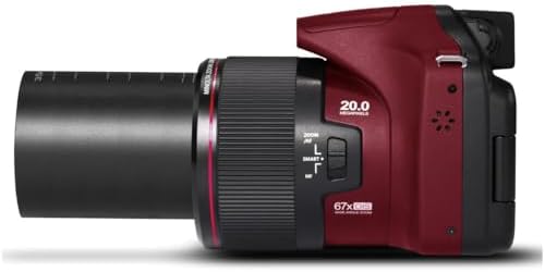 Minolta MN67Z Pro Shot 20MP Camera, 67X Zoom, 1080p HD Video (Red)