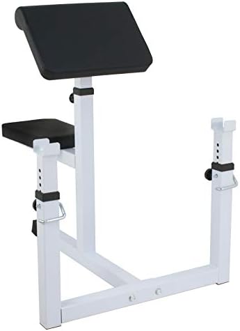 ZenStyle Adjustable Preacher Curl Bench Fitness Weight Bench Seated Isolated Barbell Dumbbell Biceps Training Station Arm Curl Bench for Home Gym