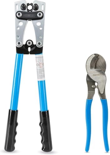 NEIKO 02037A Compact Wire Stripper | 4-in-1 Multi Purpose Electricians Pliers | Wire Crimper, Cutter and Gripper | 12-20 AWG Wire Service Tool | Crimps Insulated & Non-Insulated | Electrical Stripping