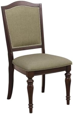 Homelegance Marston Sophisticated Dining Chairs with Serpentine Back with Nail Head Accent (Set of 2), Cherry