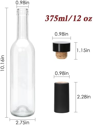 12 Pack 12oz Glass Bottles with Cork Lids