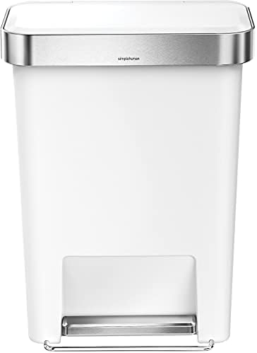 simplehuman Hybrid Step Can, 45L / 12 Gallon Rectangular Kitchen Trash Can, Liner Rim System, Liner Pocket®, 150,000-Step Pedal, Lid Shox® Silent Close, Black Plastic