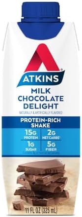 Atkins Dark Chocolate Royale Protein-Rich Shake. Rich and Creamy with Protein. Keto-Friendly and Gluten Free. (4 Shakes), 11 Fl Oz