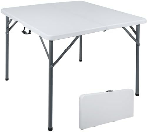 REDCAMP 34" Square Folding Card Table with Resin Top, Portable Fold in Half Small Card Tables with Collapsible Legs for Adults Indoor Outdoor Use