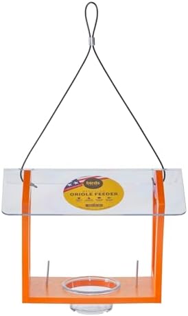 Birds Choice Oriole Bird Feeder | Hanging Bird Feeder for Jelly & Orange Halves | Includes Cup & Fruit Pegs | Recycled Plastic | Sturdy for Garden, Backyard, & Outdoor | 2 Cup Capacity, Orange | Includes Jelly Cup and Fruit Pegs, Recycled Plastic in Oran…