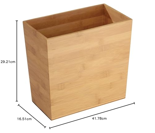 iDesign Rectangular Bamboo Waste Basket, The Formbu Collection – 10.5" x 5.75" x 10”, Natural Wood Finish | Natural Wood Finish