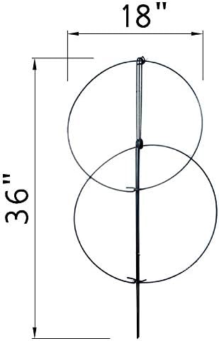 MTB Supply 5 Pack 36" x 18" Peony Double Ring Plant Support,Plant Support Stakes for Tomatoes Peony Lily Rose Plant Support Rings Peony Cages for Outdoor Plants Flowers Vegetables