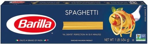 Barilla Pasta, Angel Hair, Fettuccine, Linguine, Spaghetti, and Thin Spaghetti 16 Ounce (Pack of 5) - with Make Your Day Mini Spatula