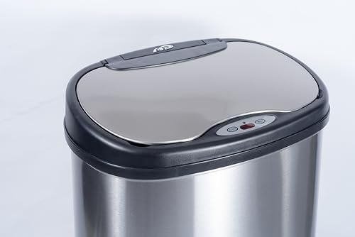 Ninestars Two-Piece Automatic Trash Can Combo Set, 13 Gal (50L) & 3 Gal (12L) Touchless Motion Sensor Garbage Cans with Odor-Sealing Lids