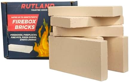 Rutland Fire Bricks, Properly Cured High Temperature FireBrick, USA-Made Residential Fire Clay Replacement for Wood Stove, Fireplace, & Pizza Oven, Size 9" x 4.5" x 1.25", 6-Pack, Tan