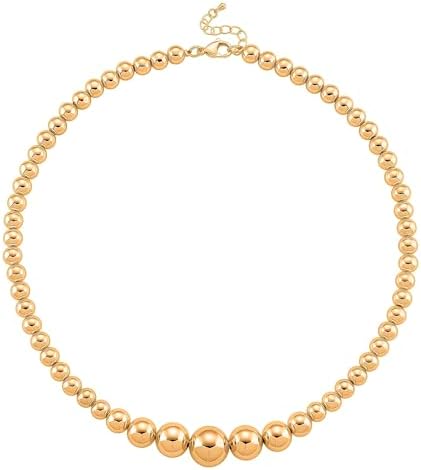 Round Shape Beaded Chain Necklace in Goldtone 20-22 Inches