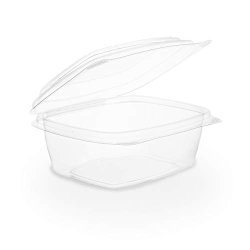 Vegware Compostable 32oz Hinged Clear Deli Containers, Case of 200, PLA Plastic Meal Prep, To Go Box With Lid, Made from PLA, A Renewable Material Made from Plants, Tight Seal for Freshness