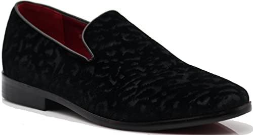 SPK35 Men's Vintage Velvet Flower Designer Dress Loafers Slip On Shoes Classic Tuxedo Dress Shoes