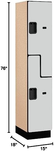 Salsbury Industries 2-Tier S-Style Extra Wide Designer Wood Locker with One Wide Storage Unit, 6-Feet High by 18-Inch Deep, Mahogany