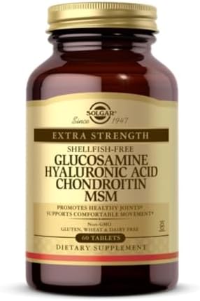 Solgar Glucosamine Hyaluronic Acid Chondroitin MSM, 60 Tablets | (Shellfish-Free), Joint Support & Comfort - Supports Active Lifestyles - Non-GMO, Gluten Free, Dairy Free - 20 Servings