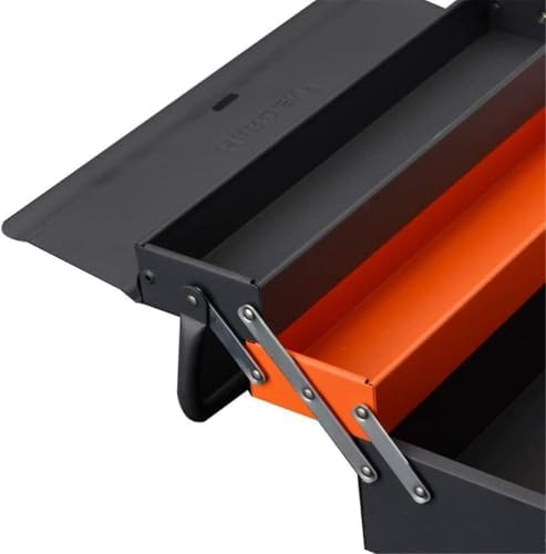 Edward Tools Portable Metal Tool Box with 3 Level Fold Out Organizer Storage - Heavy duty metal frame with smooth metal cantilever latchets