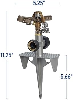 Orbit Lawn Sprinkler 56946 | Heavy‑Duty Brass Impact Head | Adjustable 360° Coverage | Up to 90 ft Diameter | Zinc Spike Base | Durable Outdoor Watering