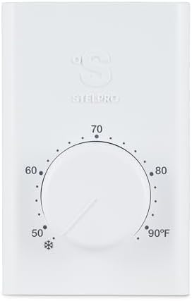 Stelpro Line Voltage Wall Thermostat - Single Pole 240V - SWT1F - White | Fits electric baseboards convectors and fan heaters, Mechanical dial, No batteries or programming, 240V rated