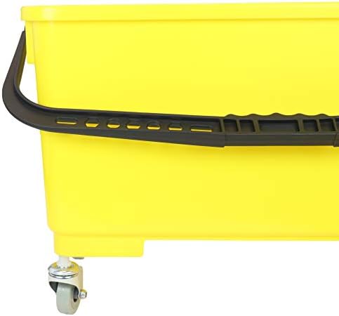 Arkwright Flat Mop Buckets On Wheels - 6 Gallons with Ergonomic Handle, Lid, Sieve and Wheels (Case of 3, Yellow)