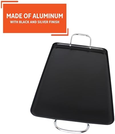 Imusa Double Burner Griddle Non-Stick 20-Inch, Black | Nonstick Coated Surface, Dual Side Handles, Ideal for Breakfast Foods, Perfect for Gatherings