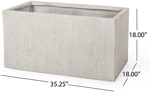 Christopher Knight Home Vanessa Outdoor Modern Large Cast Stone Rectangular Planter, White