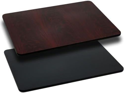 Flash Furniture 60x30" Reversible Table Top, Black/Mahogany | Reversible Laminate Top, Durable Construction, Commercial Use